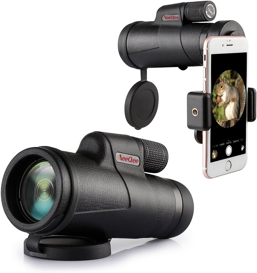 Monocular Telescope,HD 12×42 High Power Monocular Scope for Adults with Phone Adapter, FMC BAK4 Prism Fog-proof Compact Spotting Scope for Birdwatching Sports Watching