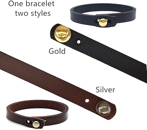 Miniatura 2 de Pulsera de cuero genuino para hombre, hecha a mano, ajustable, estilo punk, pulsera de cuero para hombres