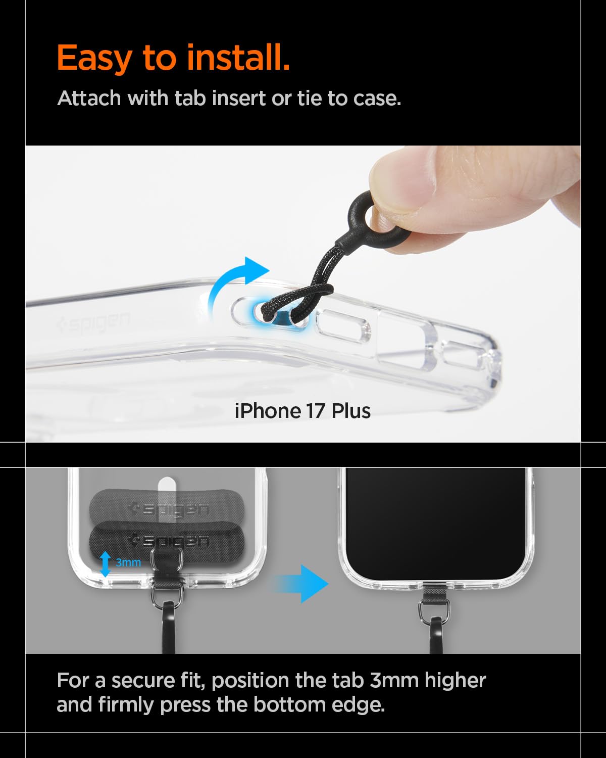 Spigen DA30M [Lanyard Magnetico 2-in-1 Staccabile] con Stile MOLLE – Compatibilità Universale, Tracolla e Cinturino da Polso Regolabili, Design Sicuro e Antifurto - Nero