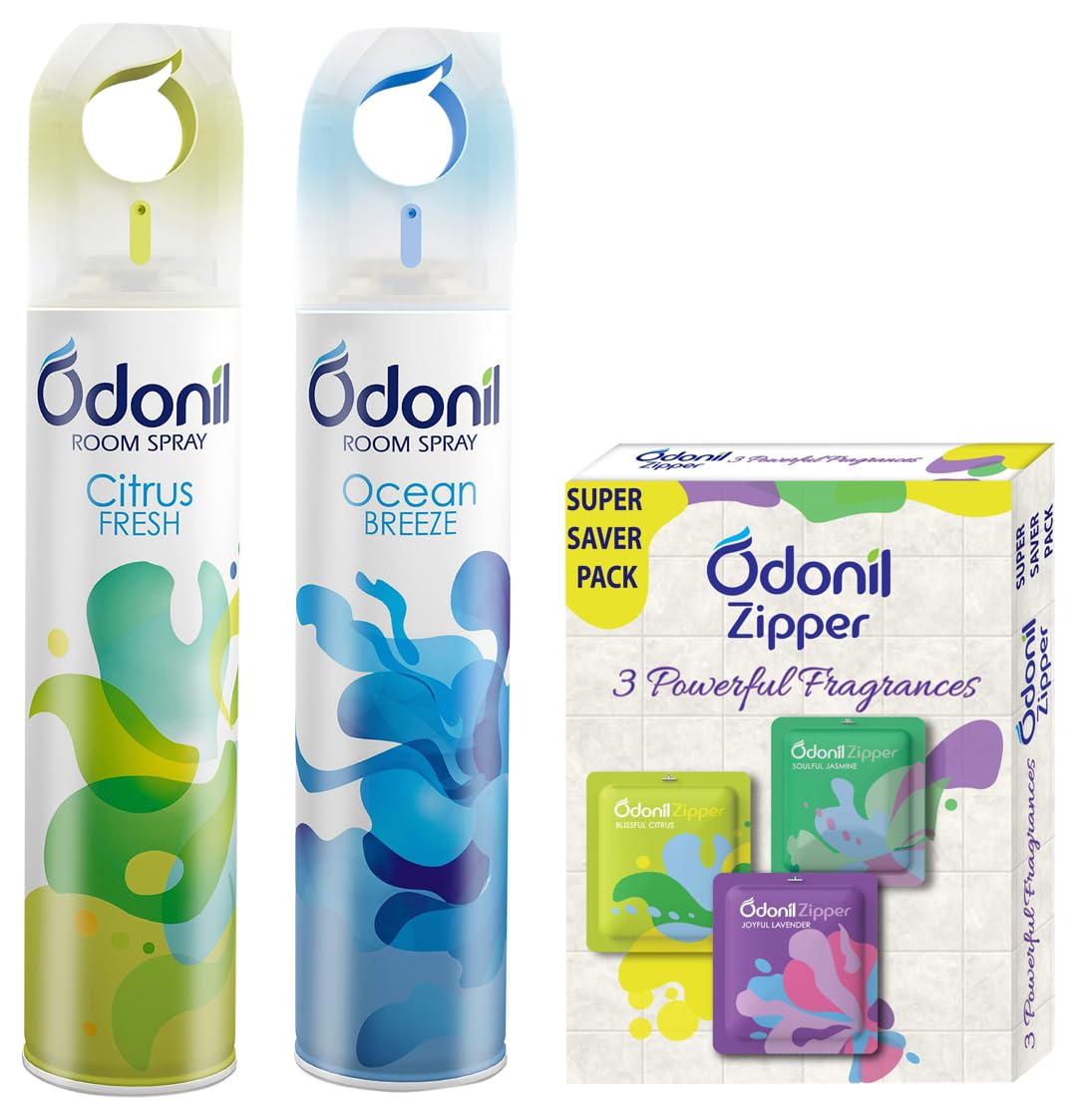Odonil Room Air Freshner Spray - 440ml Combo (Pack of 2, 220ml each) | Citrus Fresh & Ocean Breeze & Odonil Bathroom Air Freshener Zipper Mix -30gm Citrus, Jasmine, Lavender(10gm*3) COMBO-picture-18