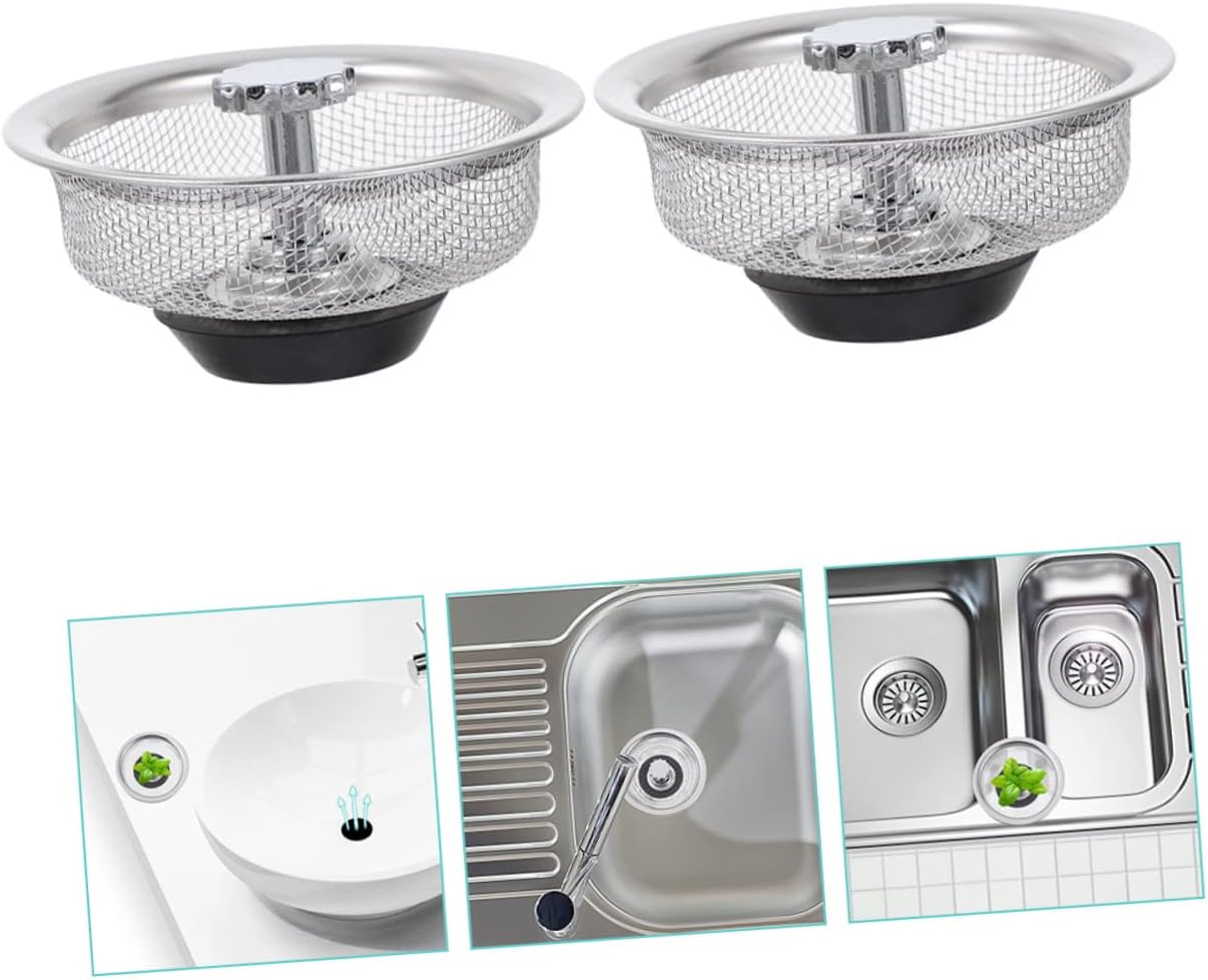 2pcs Sink Strainer and Drain Stopper Kitchen Sink Mesh High-density Perforation for Food Particle Blocking Easy to Install and Wear-resistant
