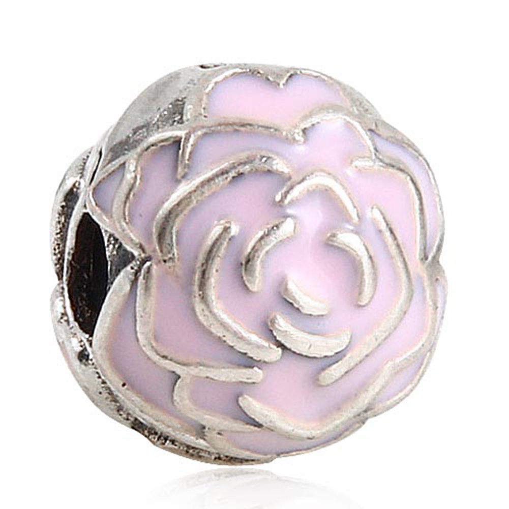 Rose Garden 925 Sterling Silver & Pink Enamel Beads - Fits European Bracelet