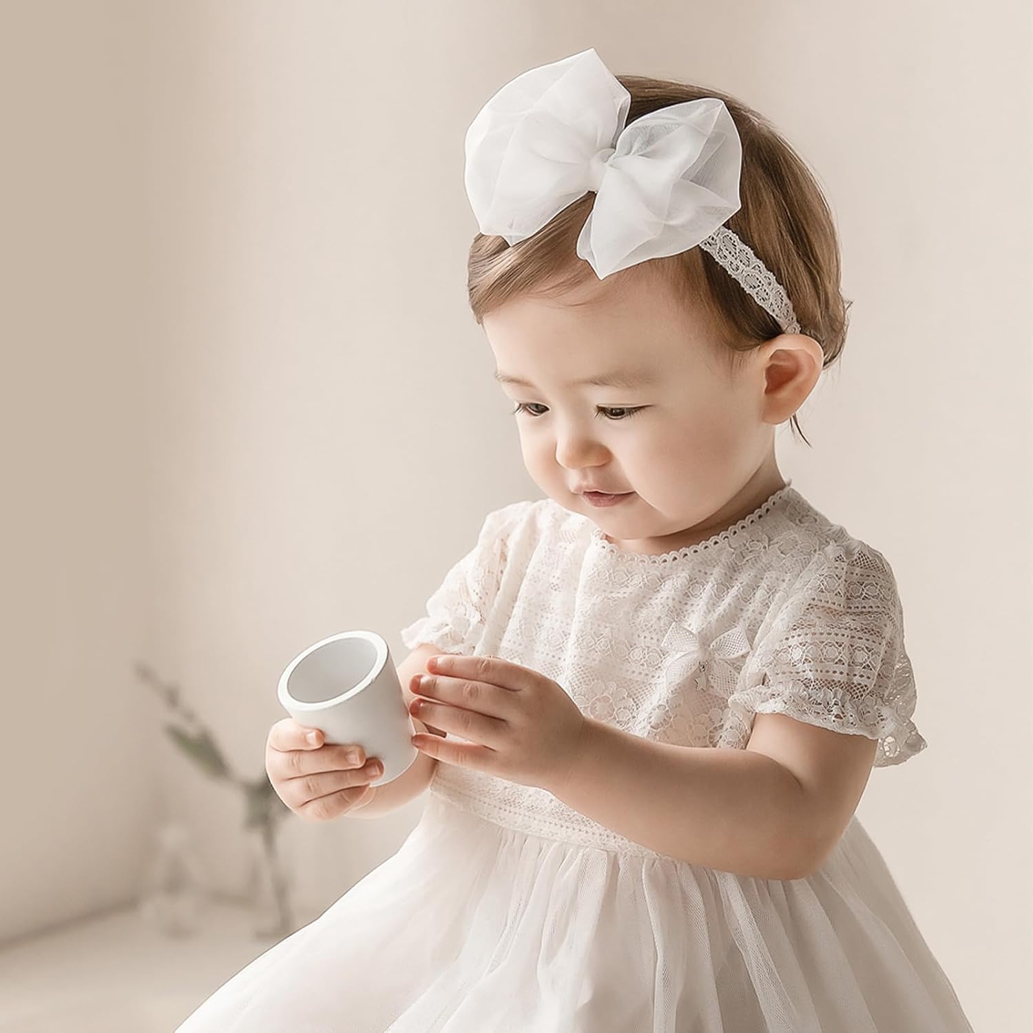 Baby Girls Cute Lace Bow Headband Soft Cotton Elastic Hair Accessories for Toddlers Newborns Ideal for Birthdays Baby Shower Photoshoots Special Occasions