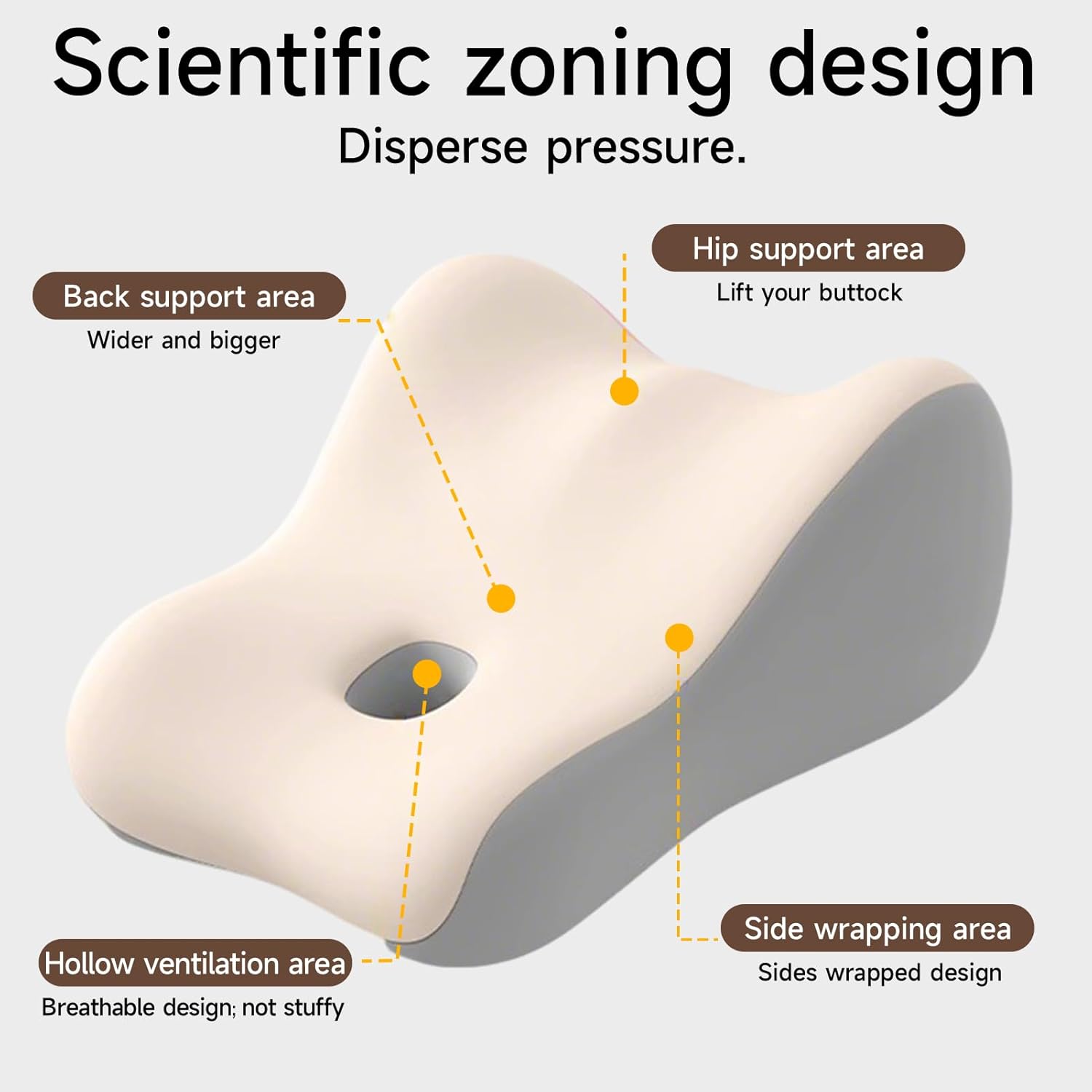 Couples Butt Cushion for Pregnant Women Furniture Pillow Pillowcase Suitable for Home Use, Ideal for Sitting and Lying, Foam Pillow Modern and Simple Style - Grey Beige