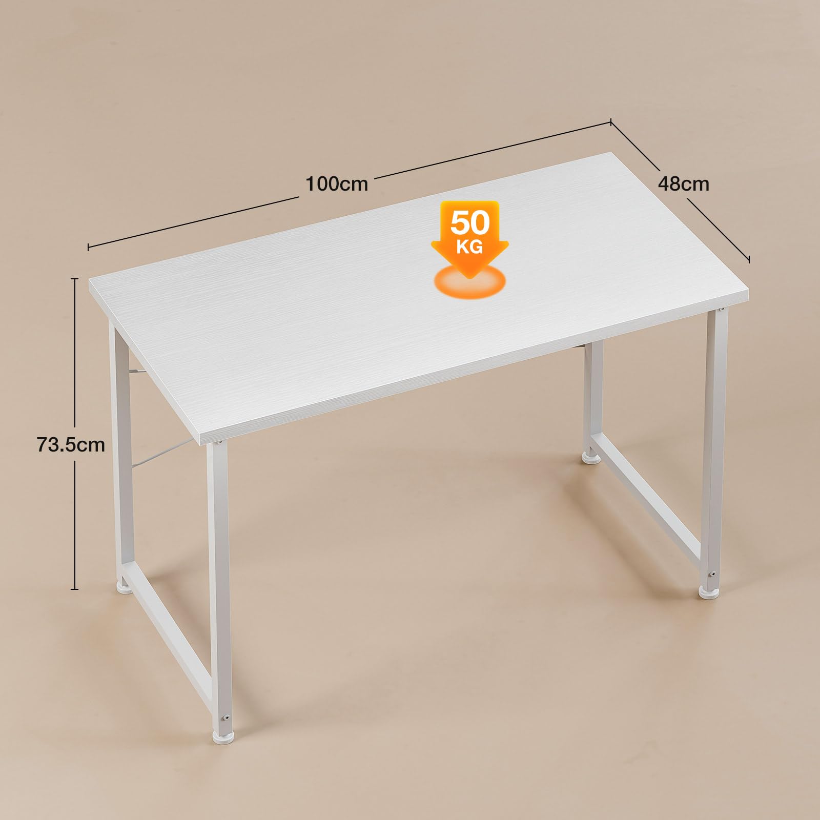 ODK Scrivania per Computer, 100x48cm Scrivania da Ufficio, Scrivanie da Lavoro Mesa, Bianca