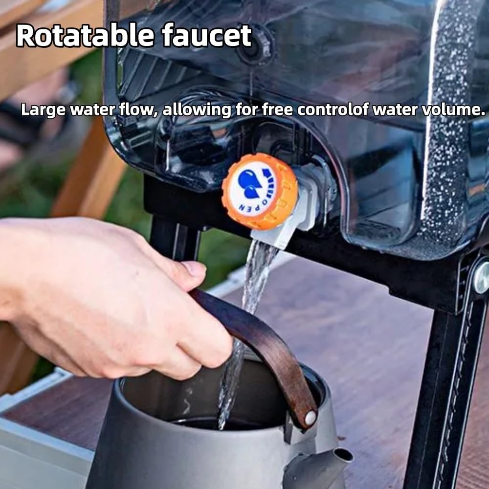 Portable Water Tank with Faucet and Foldable Stand Legs, Water Jug for Outdoor or Indoor Emergency Storage, Multifunctional Water Storage Containers for Camping, Hiking, Picnic(Large)