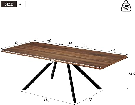 Extendable Dining Table, 160/200/240x90cm, Walnut, 6-10 Seater