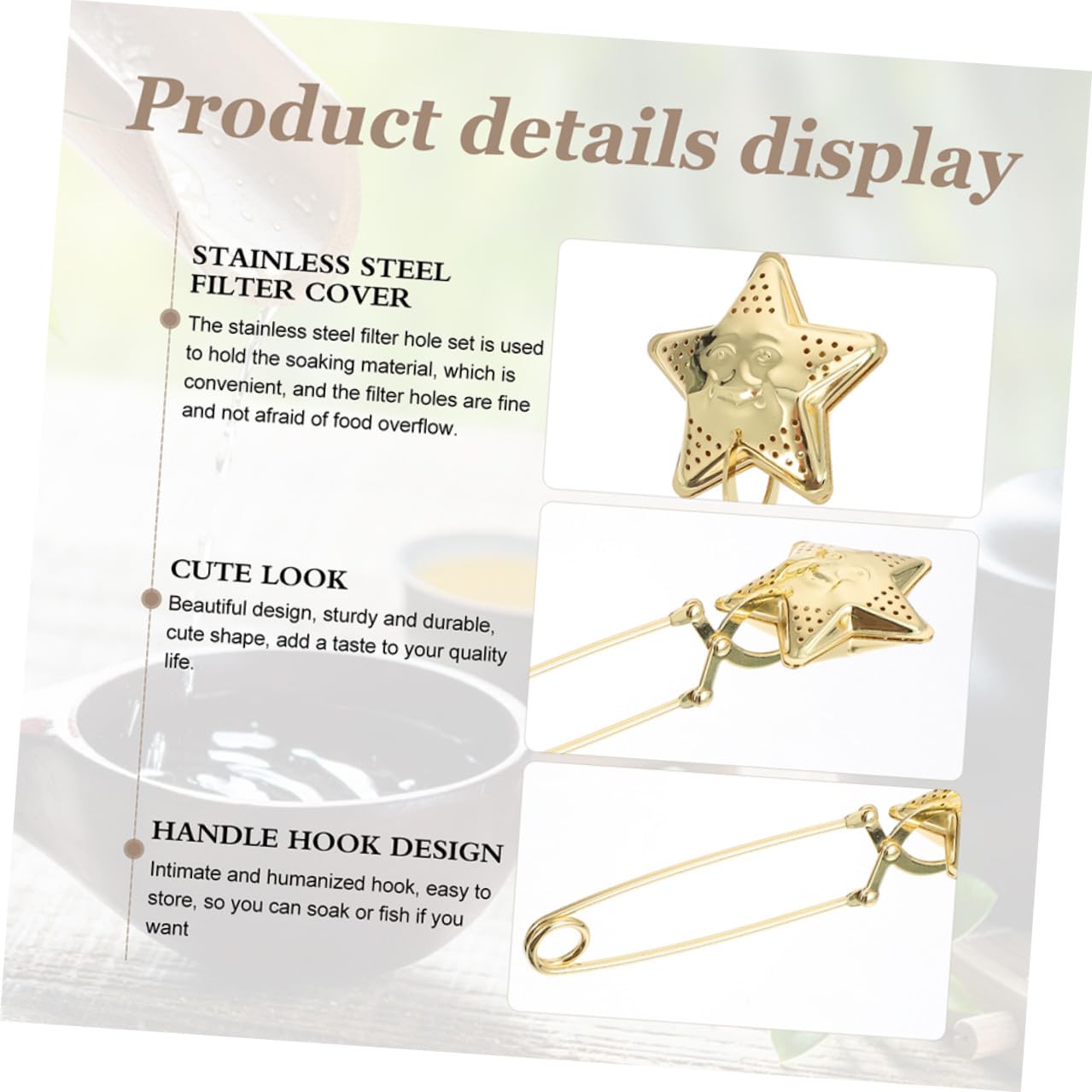 Homoyoyo Filtre à Thé Inox Étoiles et Lunes Infuseur Vrac Design Délicat Facile à Nettoyer pour Amateurs de Thé