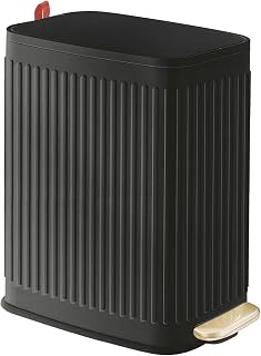 Small Bathroom Trash Can with Air Freshener Soft Close Lid, 6 Liter/ 1.6 Gallon Stainless Steel Garbage Can with Removable Inner Bucket, Step Pedal, Slim Wastebasket for Bedroom, Toilet, Office,Black