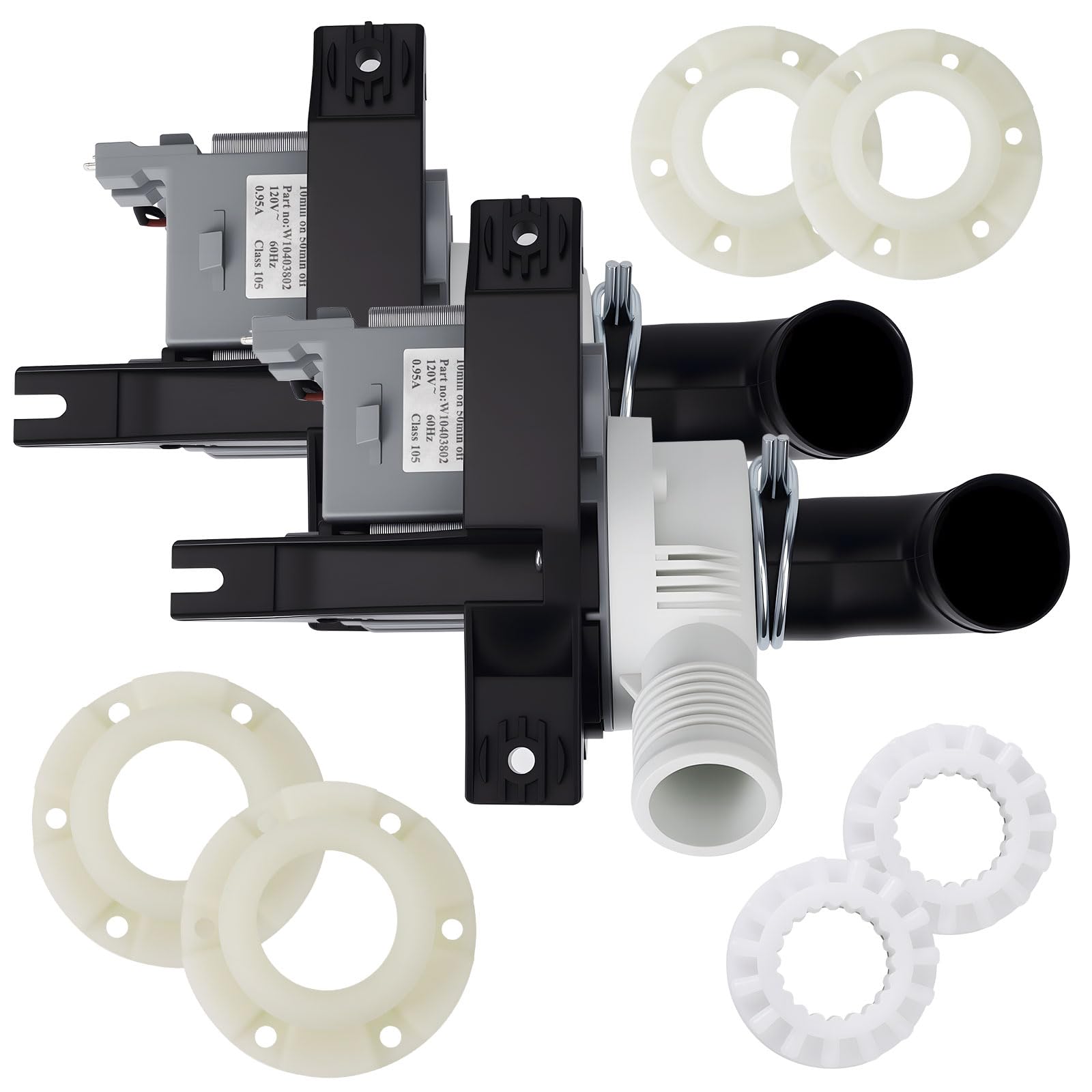 Photo 1 of 2-Pack W10409079 Washer Drain Pump and W10820039 280145 Washer Hub Kit - Compatible with Whirlpool, Maytag, Kenmore Washing Machines, Replaces WPW10409079, AP6021043, PS11754363, AP3892170, 8545948
