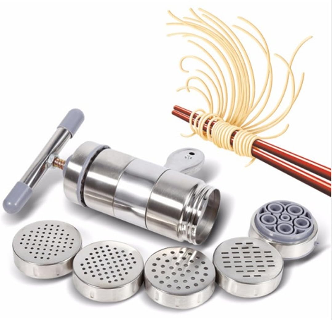 Noodles Maker with 5 Models Manual Noodle Press Pasta Spaghetti Machine Stainless Steel Vegetable Fruit Juicer Kitchen Tool