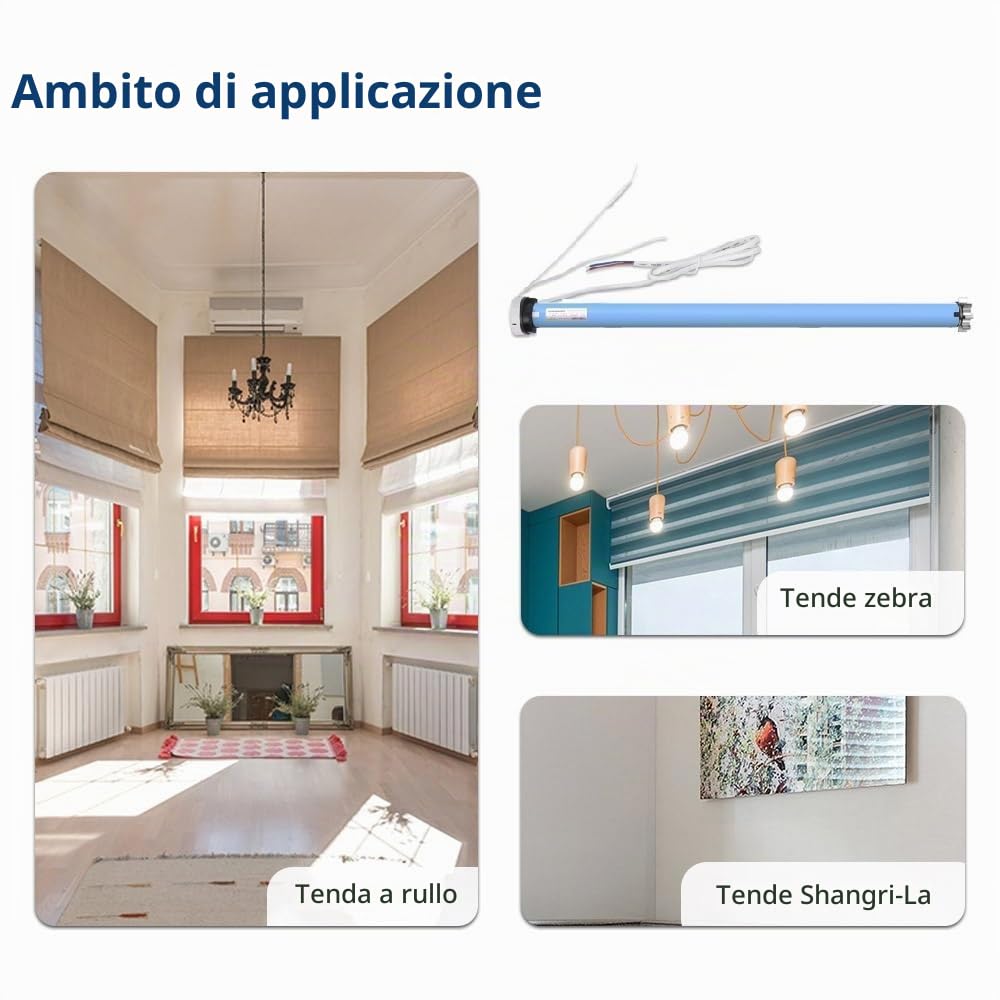 zemismart WiFi Motorizzato Tende a Rullo Motore per Tubo da 38 MM 2Nm Motore Tubolare per Otturatore Max 10 KG Blind Smart Life/Timer APP Tuya,Controllo Vocale Alexa Echo Telecomando (10)