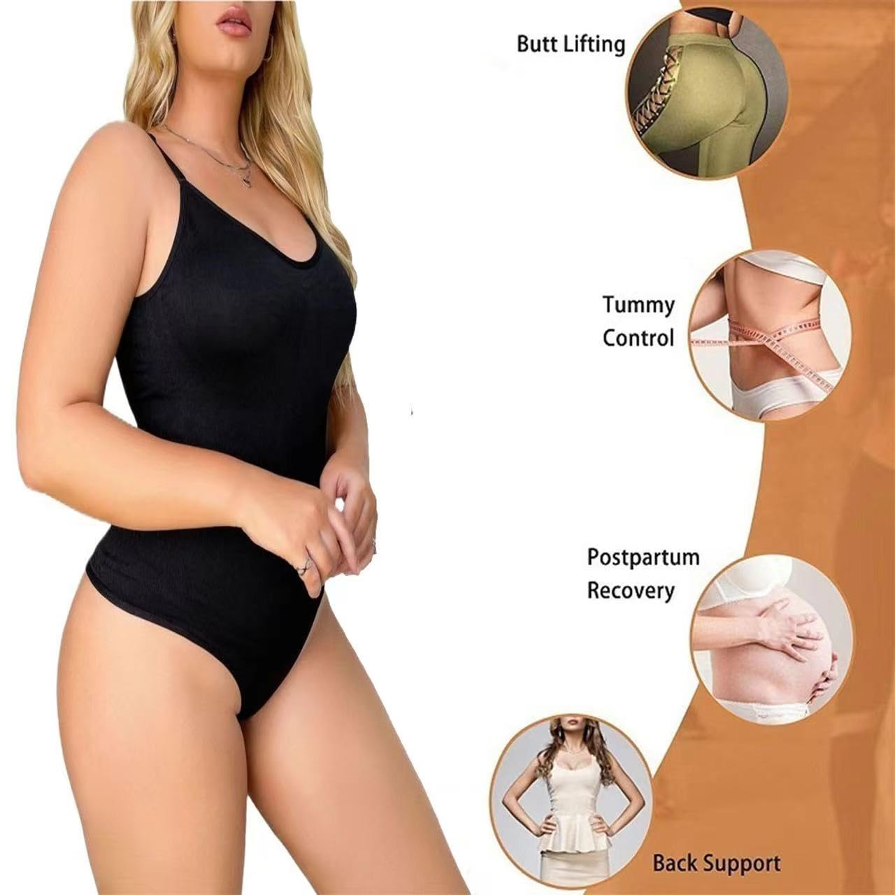 QTANZIQI Body para Mujer, Ropa Moldeadora para Levantamiento de glúteos, Traje de Cuerpo Ajustable sin Costuras, Tops de Talla Grande, Ropa Moldeadora Adelgazante