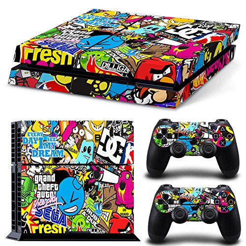 GoldenDeal PS4 Console and DualShock 4 Controller Skin Set - Collage Brand Graffiti Design - PlayStation 4 Vinyl