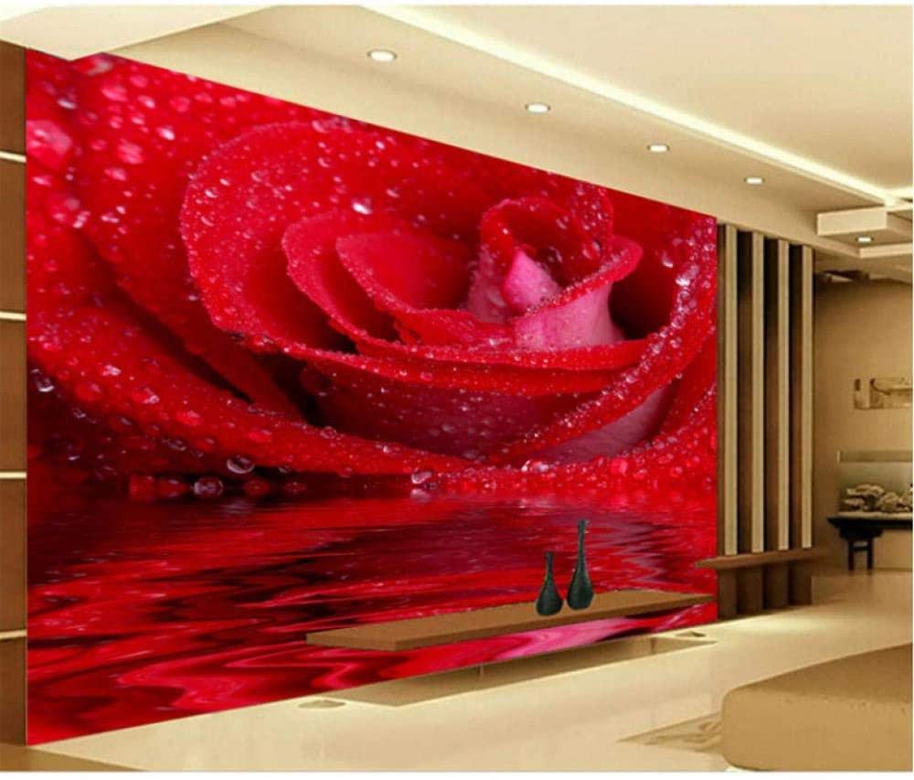 XHXI Dalxsh 3D Large Mural Big Red Rose Romantic and Warm Photo Wallpaper for Wedding House 3D Hd Wallpaper On The Walls 3D Wallpaper Living Room The Wall for Bedroom Effect Mural border-200cm×140cm
