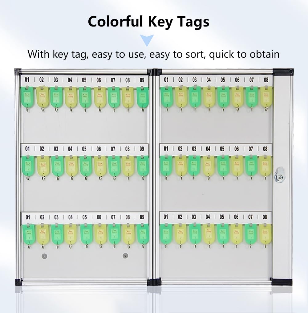 Boite A Clefs Securisee Gris Armoire A Cles Murale avec Verrouillage Grande Capacité avec Crochet,étiquette Et Clé De Secours Aluminium,pour Usine Garage,26 Bits