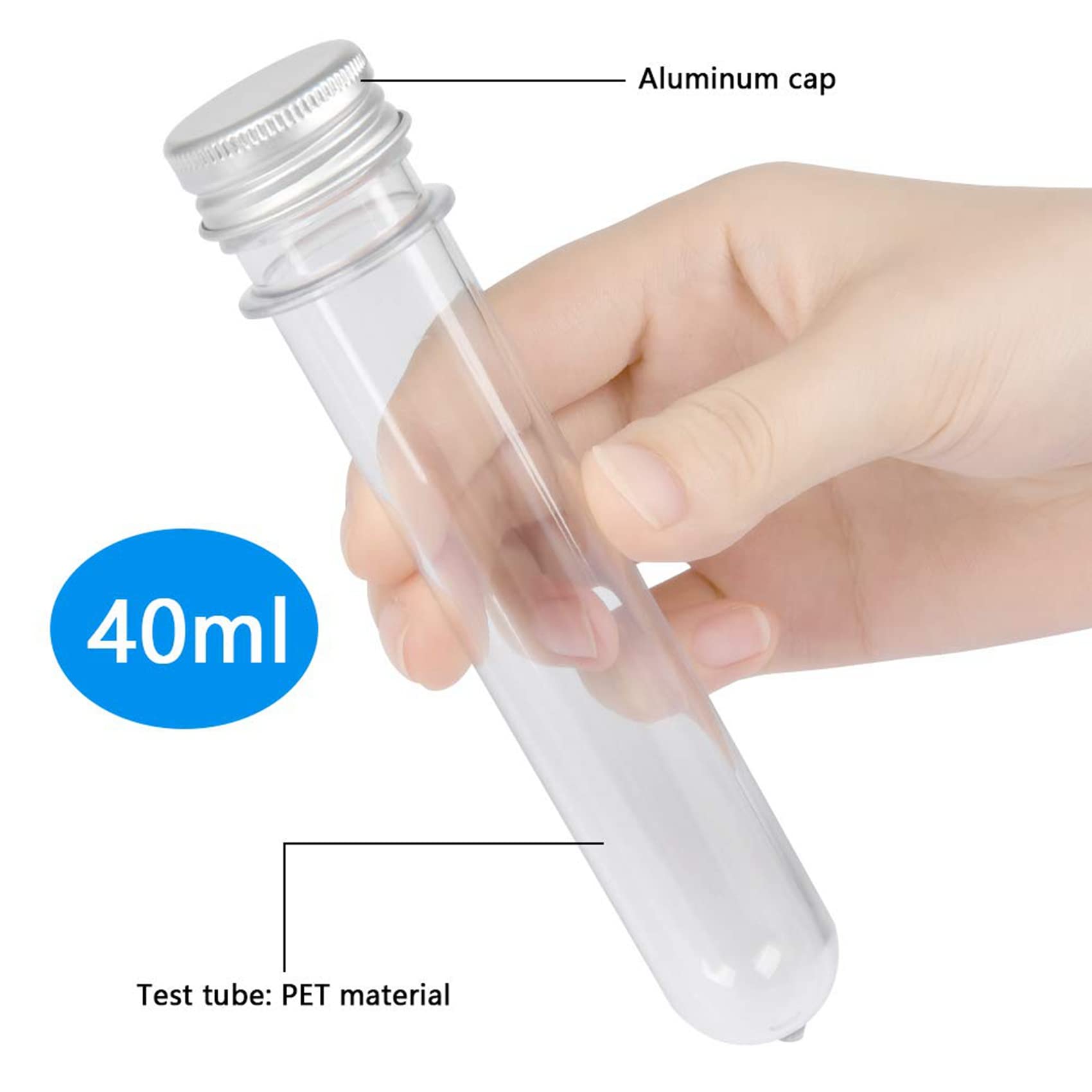 90 Provette in Plastica da 40 Ml con Tappi A Vite Provette Trasparenti Riutilizzabili per Contenitori