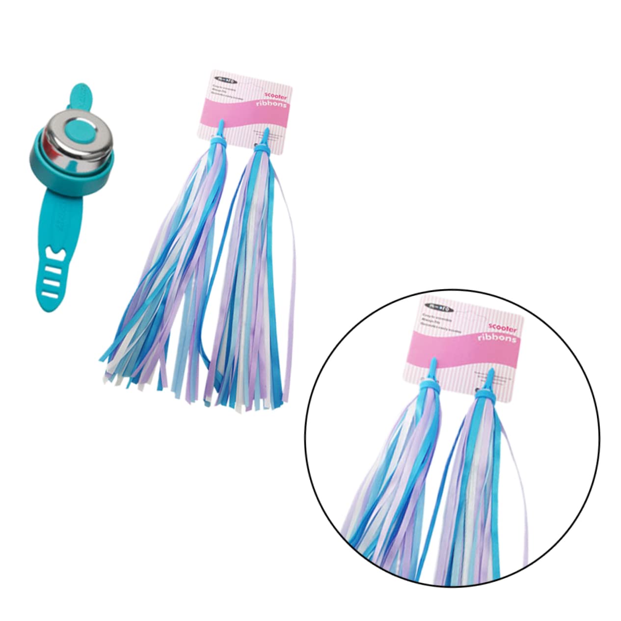 Happyyami 2Pcs Bike Streamers with Handlebar Bell Set Ribbons for Bicycle Scooter Accessories Tassels Bright Red Bell for Boys