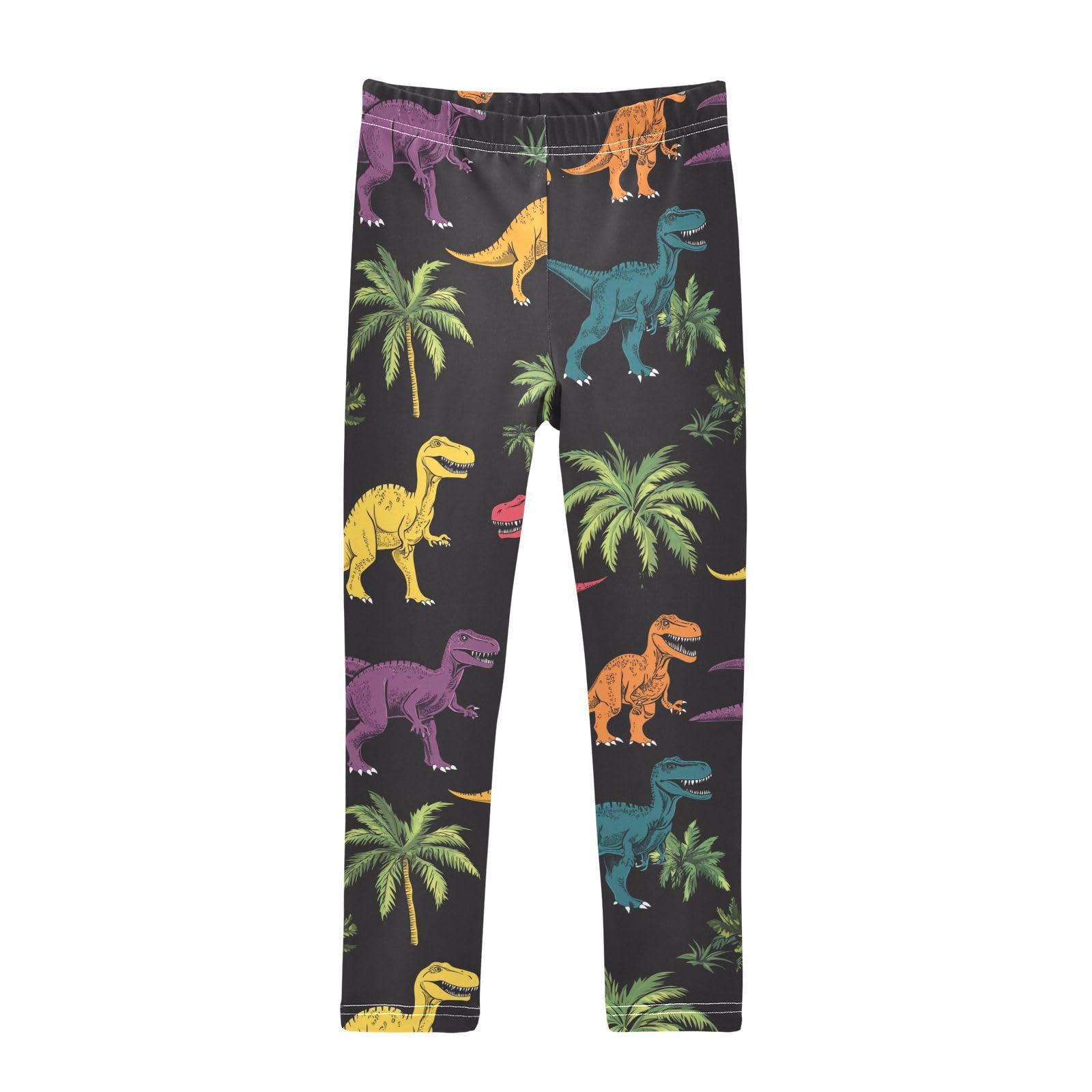 Wusikd Dinosaurs Girls' Leggings Toddler Doodles Colors Leaves Kids Yoga Pants Dance Active Tights 5T Multi
