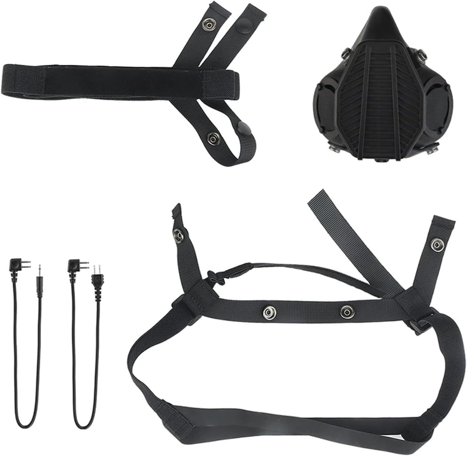 Taktische Halbgesichts-Atemschutzmaske, Airsoft Paintball Schutz mit eingebautem Mikrofon, Helmkompatibel, austauschbarer Filter für Outdoor-Kampftraining