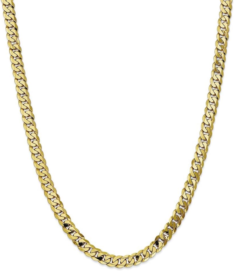 Leslie's Real 10kt Yellow Gold 7.25mm Flat Beveled Curb Chain; 24 inch; Lobster Clasp