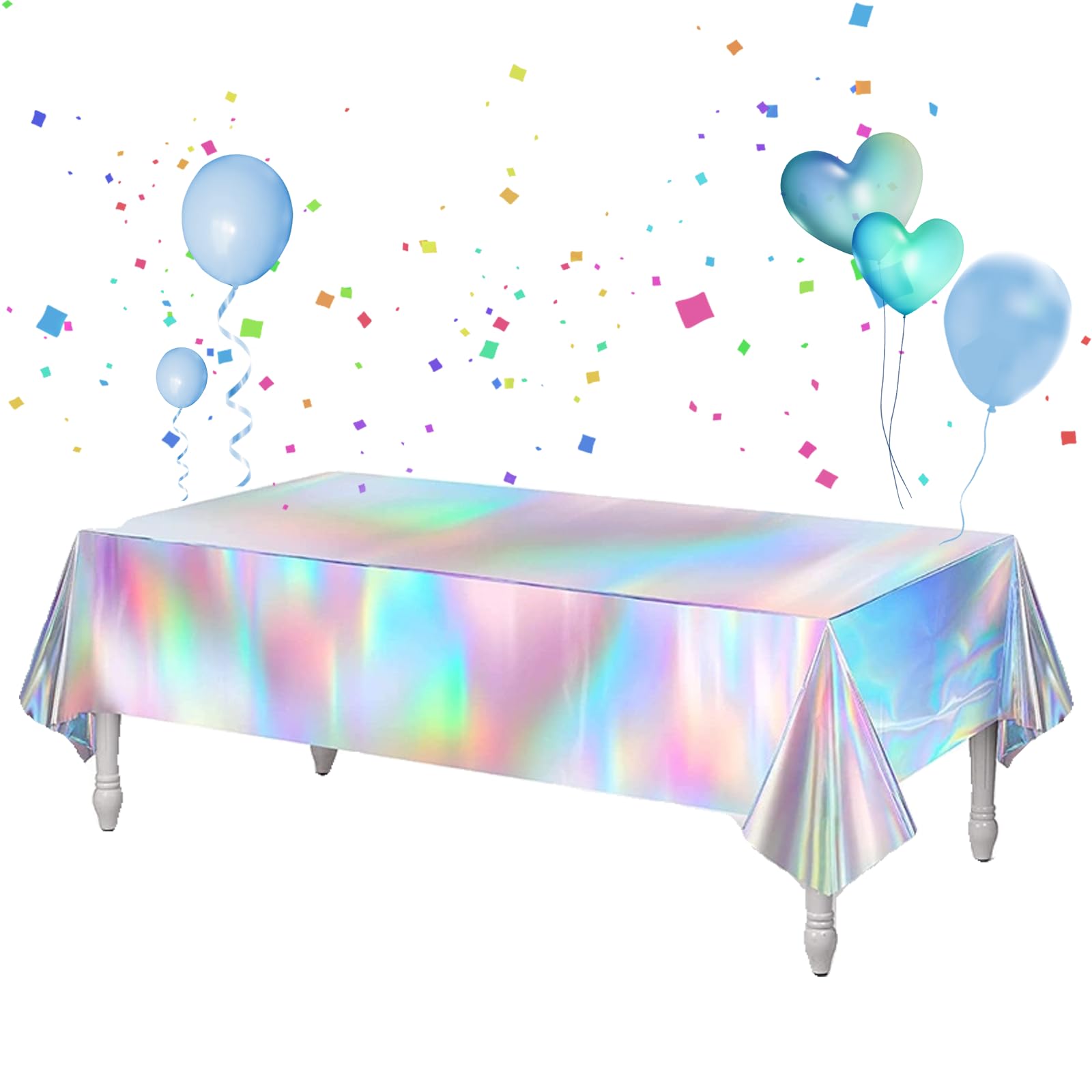 3 Pack Laser Iridescence Tablecloths by Qiliwiki - Disposable Table Cloth for Events, Weddings, and Party Table Cover - 54" x 108" (3)