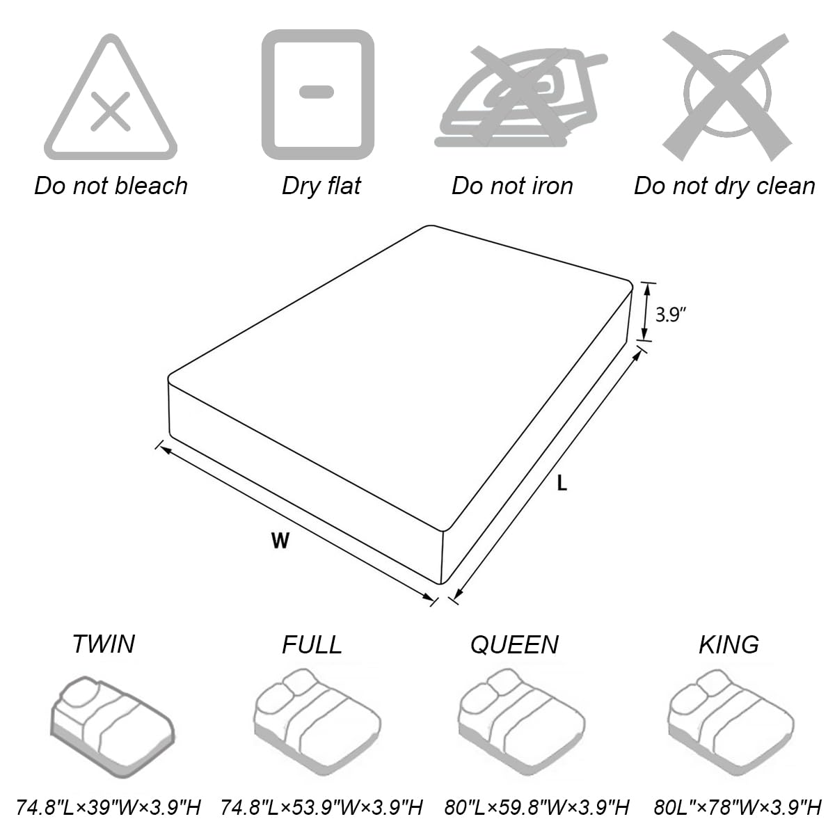 Cuddledown Wool Cotton Mattress Pad | 100% Wool Fill | 100% Cotton Top | Temperature Regulating | Natural Fiber | King Size