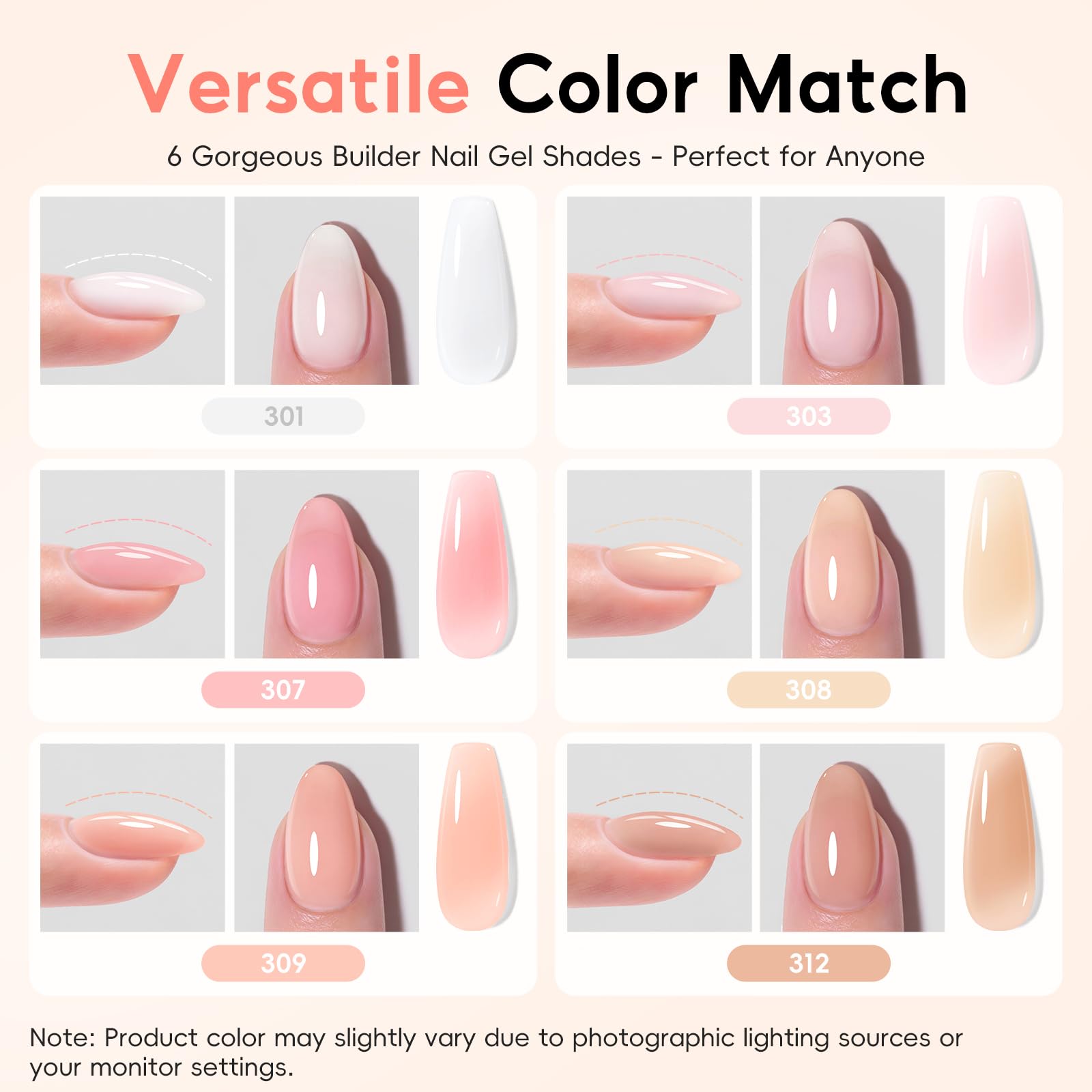 PEACECOLOR Builder Uñas Gel 10ML, Pintauñas Semipermanentes Blanco Lechoso Rosa Nude Gel Constructor para Extensión Reconstrucción Decoración de Uñas Principiantes y Profesionales — view 7