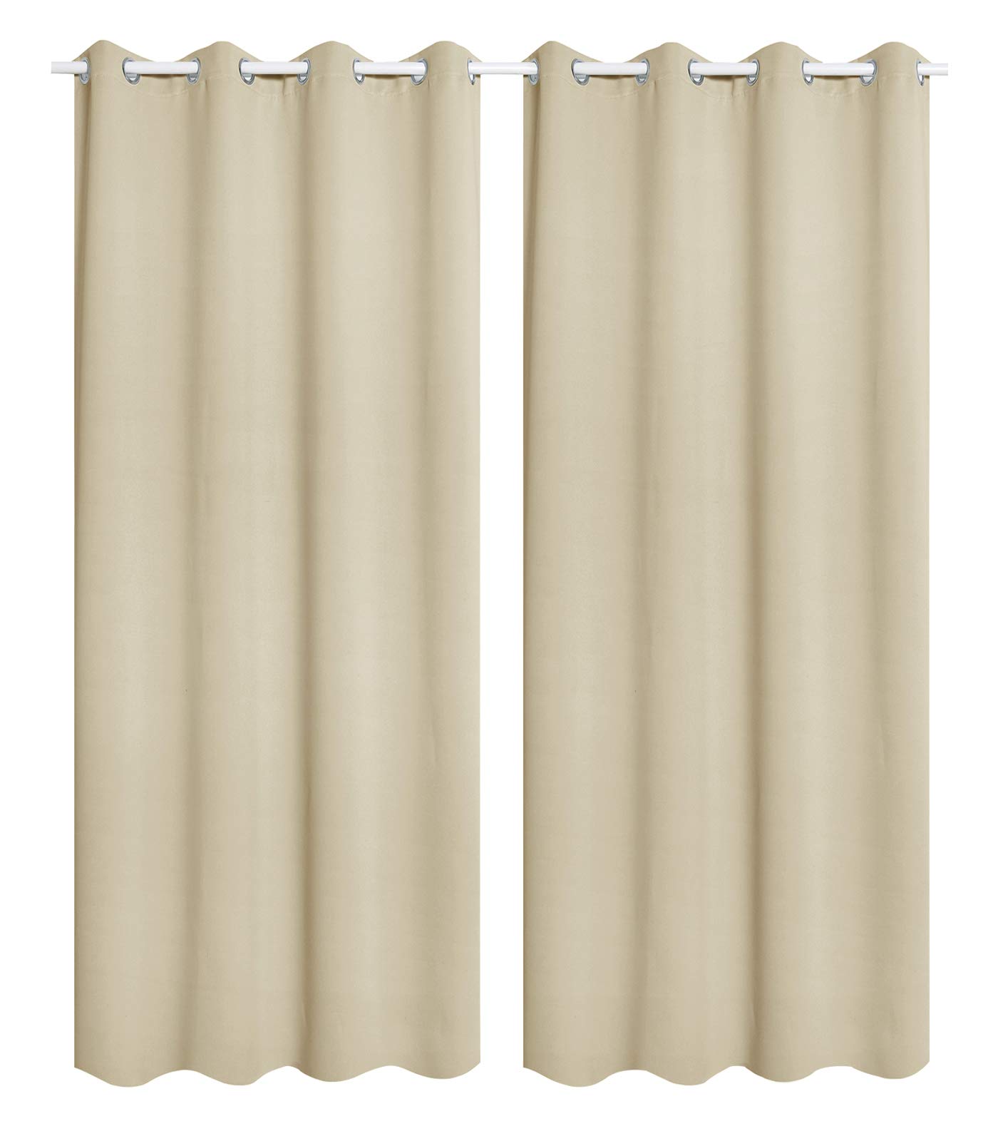 WOLTU 2er Set Gardinen, Vorhang für Wohnzimmer Kinderzimmer, mit Ösen, Leicht & Weich, Wärmeisolierend, 140 x 225 cm, Sand