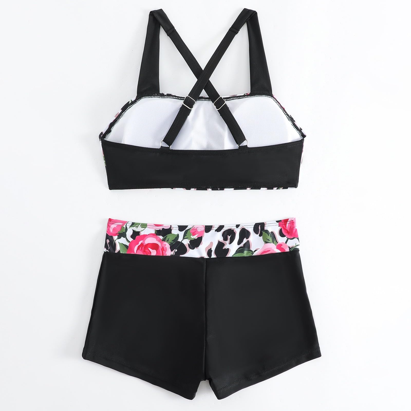 Damski zestaw bikini z wysokim stanem, 2 sztuki, krótki top, spódnica pływacka, strój kąpielowy, biały, S