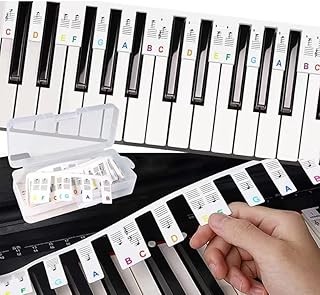 Piano Key Notes Guide for Beginners, with Crystal Box，[No Need Stick] Removable Piano Keyboard Note Labels Overlay for Learning, Perfect for Full Size 88-Key & 61-Key Pianos (Classic Black and White)