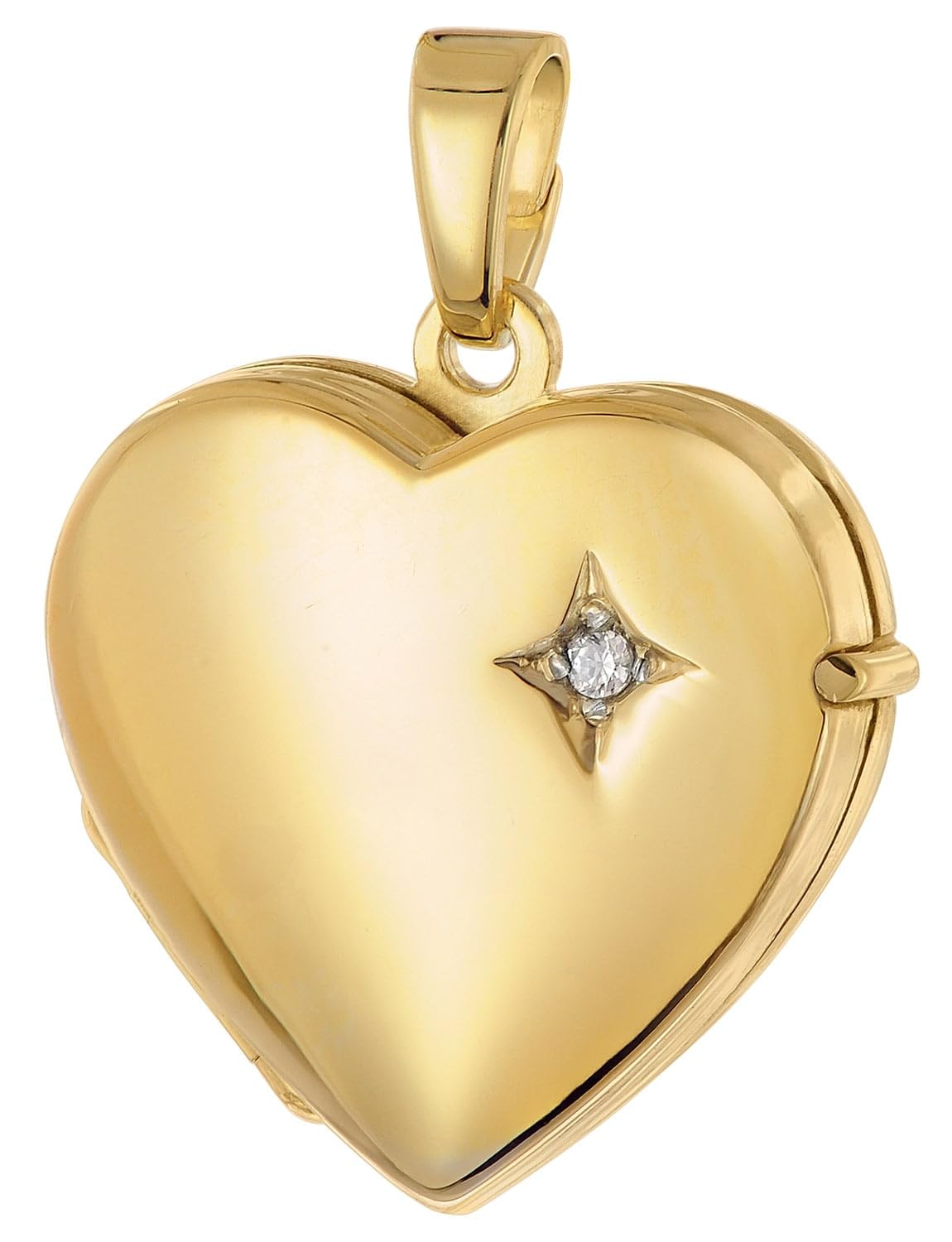 trendor Medaillon Herz Anhänger 925 Silber Vergoldet 21214 | wunderschönes Schmuckstück für Damen, elegante Geschenkidee
