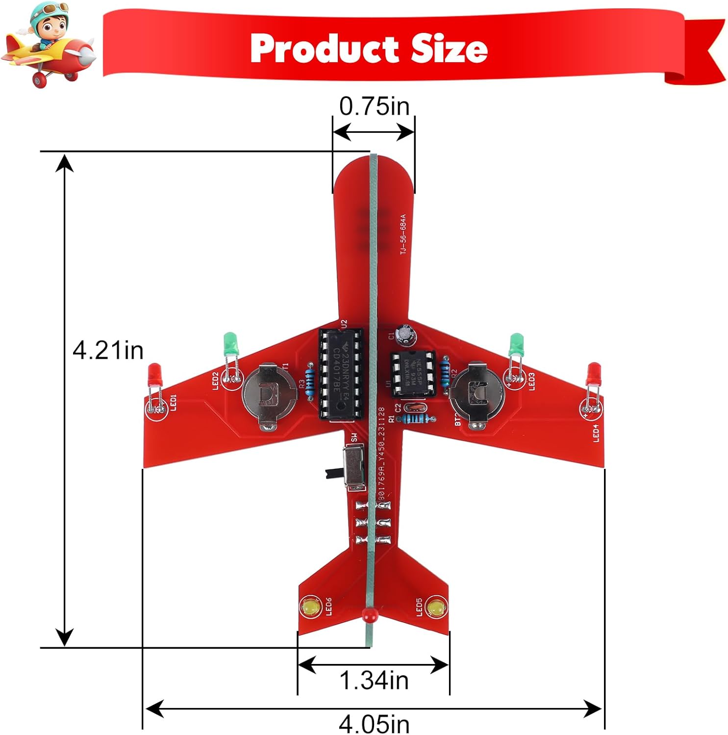 Soldering Learning Kit, ICSTATION DIY Airplane Kit with 3 Color LED Flashing Lights Airplane Soldering Project Kit for Beginners High School Student STEM Education Birthday Present
