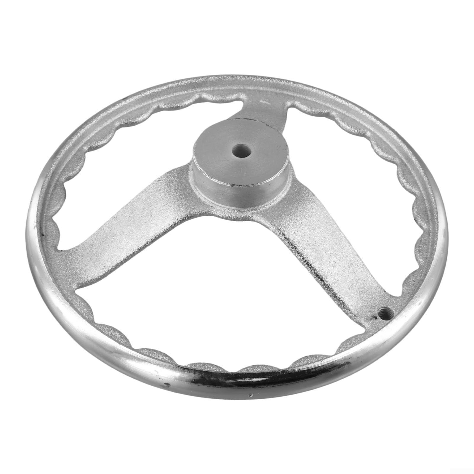 Volante de mano de hierro fundido cromado de 3 radios, rueda de mano, transmisión mecánica, mango corrugado para equipos de torno CNC (10 pulgadas)
