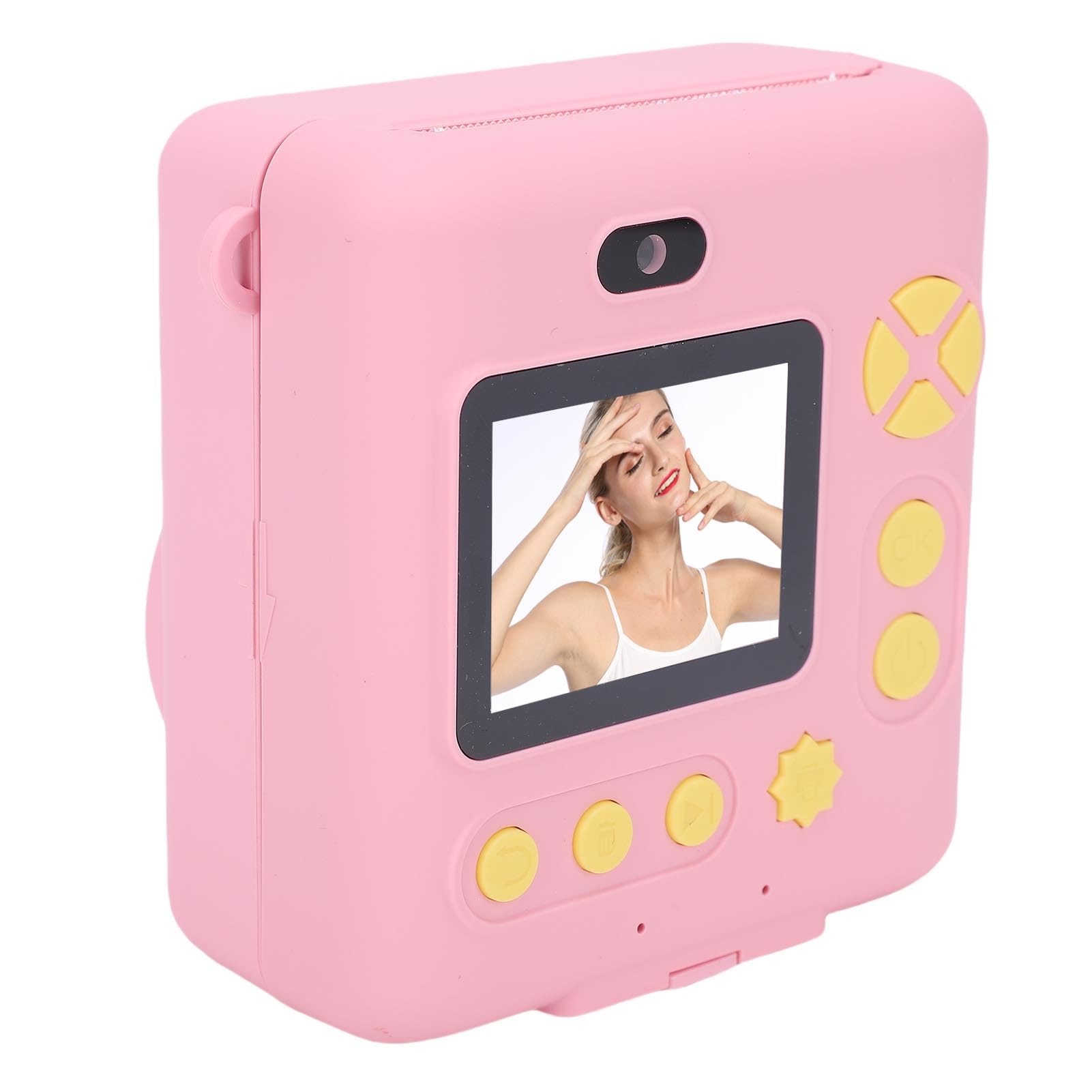 Keenso Fotocamera di Stampa Istantanea HD 1080p, Fotocamera di Stampa Istantanea a Doppio Lente per Bambini con Adesivi di Stampa, per un Gioco All'aperto