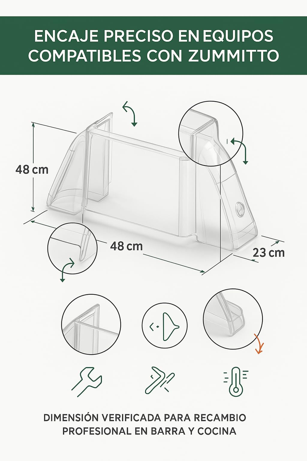 Caratula Frontal Completa Para Exprimidor Compatible con Zummito Z05 Z06 Z05A Recambio Original Protector Plástico Técnico Transparente Alta Resistencia Hostelería Profesional