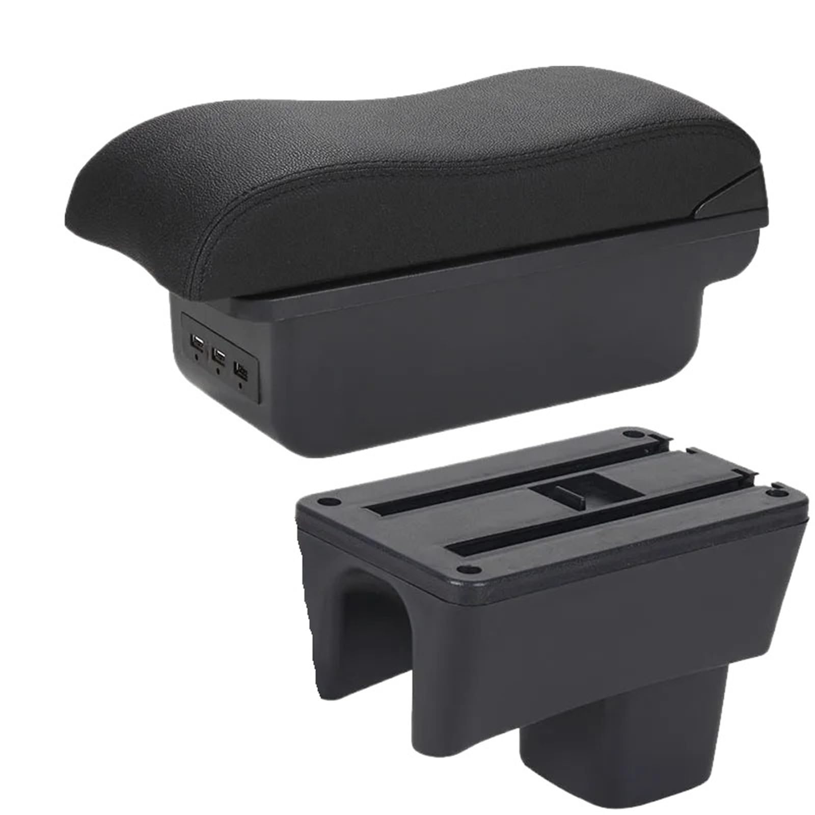 Car Armrest Box For Suzuki For Swift 2005-2025 Car Armrest Curved Surface Car Storage Box Dedicated(B2 Black line 3USB)