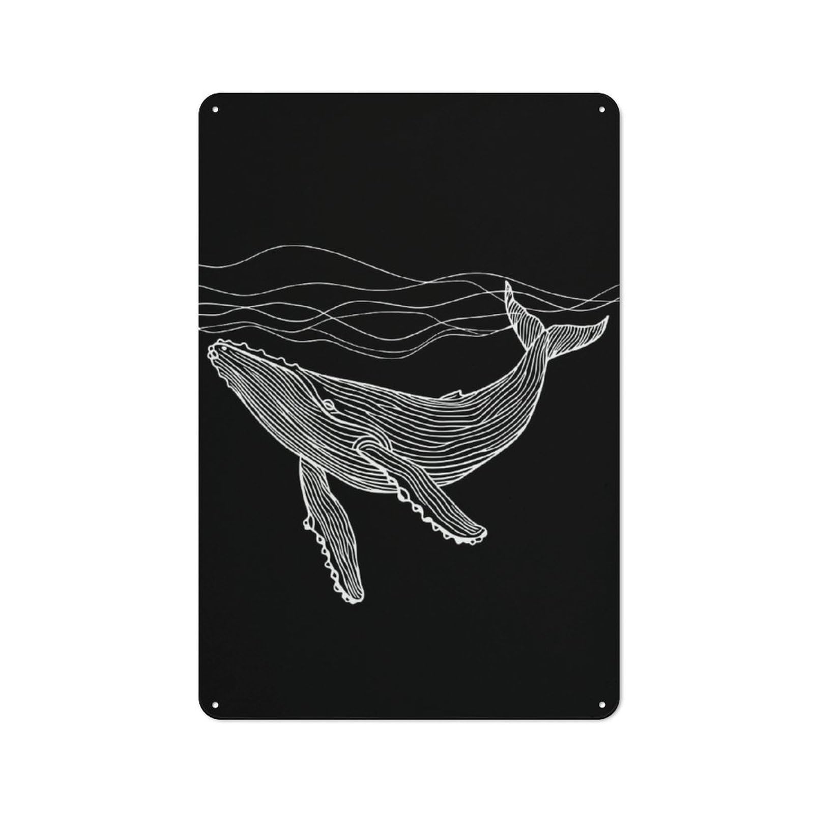 Junmoney Minimal Whale Tin Wall Plaque 30X20cm With For Workshop Wall, Suited To Workshop Decor Fans, For Retro Home Interiors