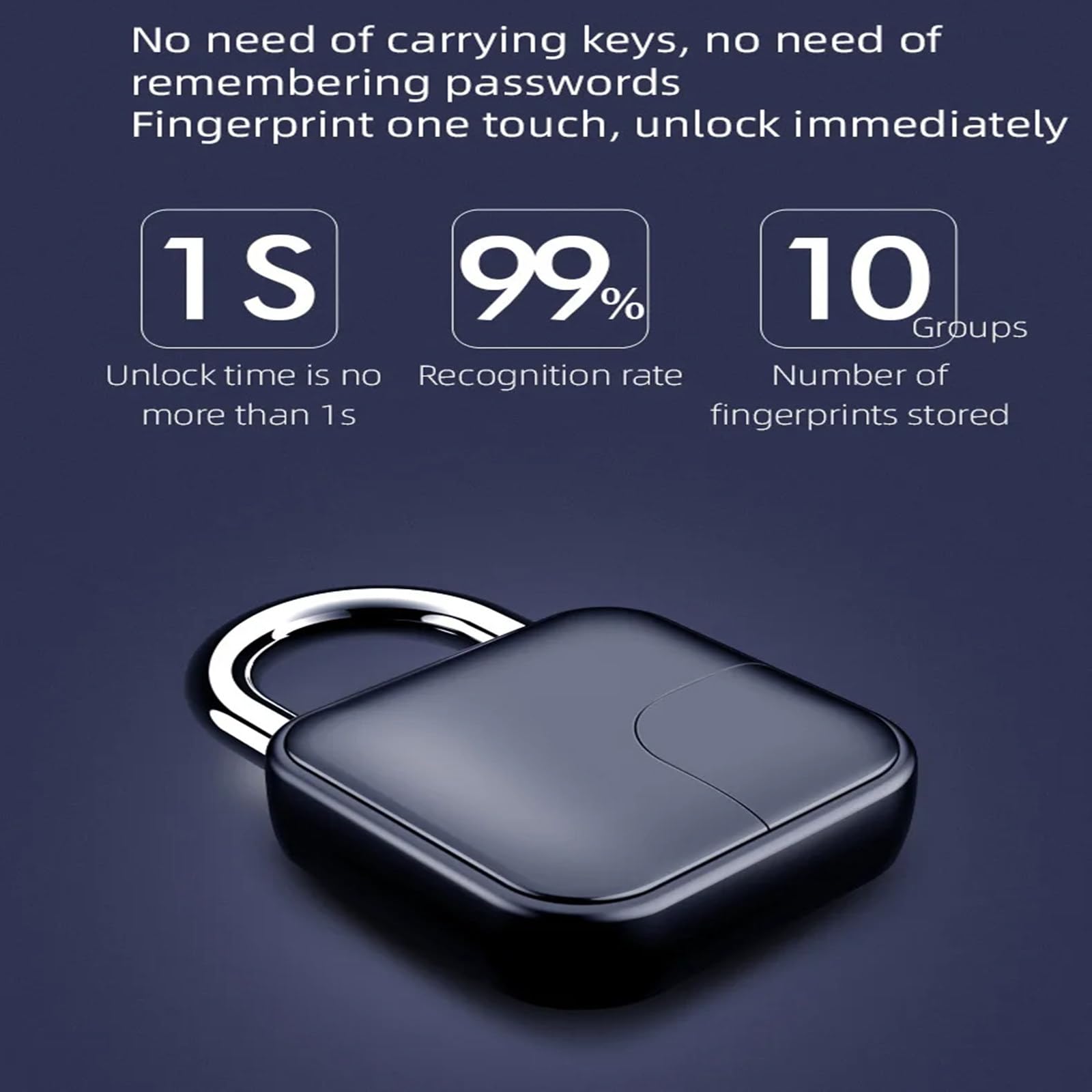 Candado de huella digital impermeable inteligente, cerradura antirrobo, carga USB Bluetooth, cerradura electrónica biométrica de huella digital
