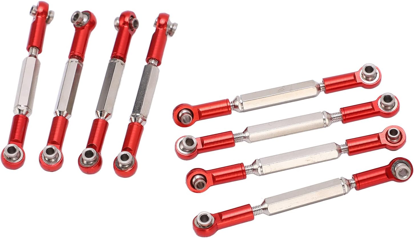 8Pcs Adjustable Steering Linkage Parts, Aluminum Alloy Servo Link Pull Rod for WPL C14 C24 B14 MN D90 D91 RC Crawler Car Upgrade Parts