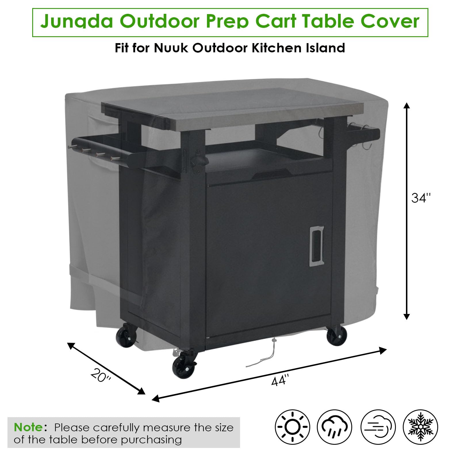 GLFLOW Housse Table Extérieur 104x61x81 Cm – Imperméable Et Robuste Pour Chariot BBQ/Cuisine