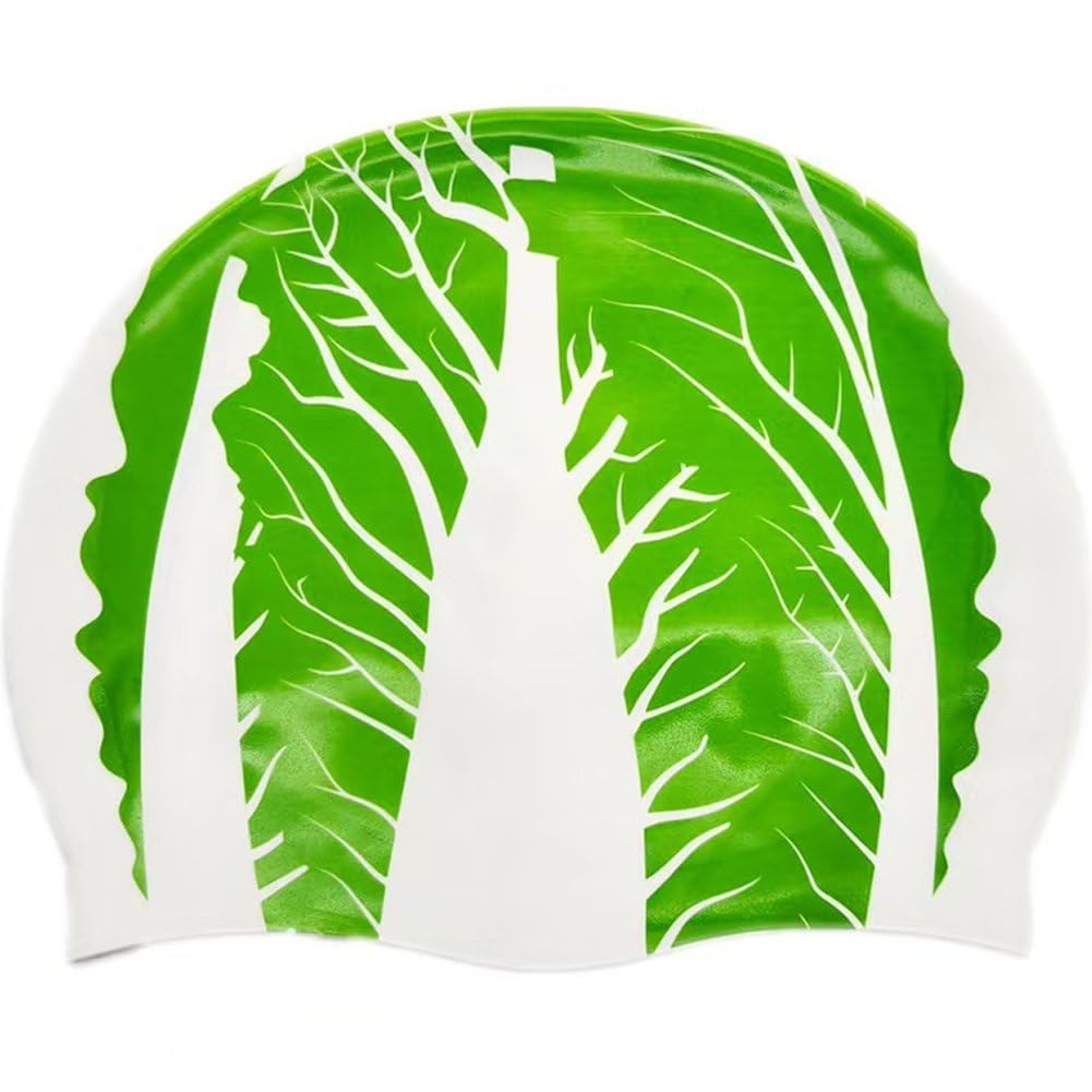 hzzsbu Silicone Swim Cap Funny Fruits Vegetables Print Soft Waterproof Durable Swimming Caps Non-Slip Elasticity Keeps Hair Dry Bathing Cap
