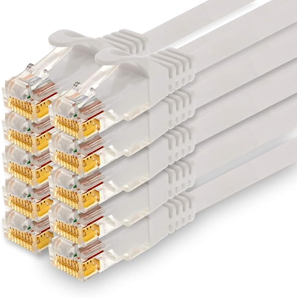 1,5m kabel sieciowy, Ethernet, Lan & Patchkabel dla maksymalnej prędkości Internetu & łączy wszystkie urządzenia z gniazdem RJ 45 białym - 10 sztuk