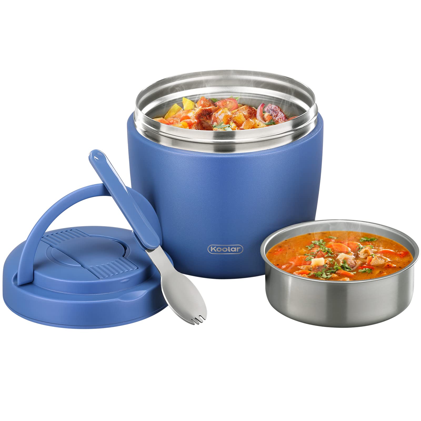 Thermos Food Jar for Hot Food Adults 34OZ Soup Thermos Lunch Containers Wide Mouth Vacuum Insulated Stainless Steel Leakproof Bento Box with Spoon (Blue)
