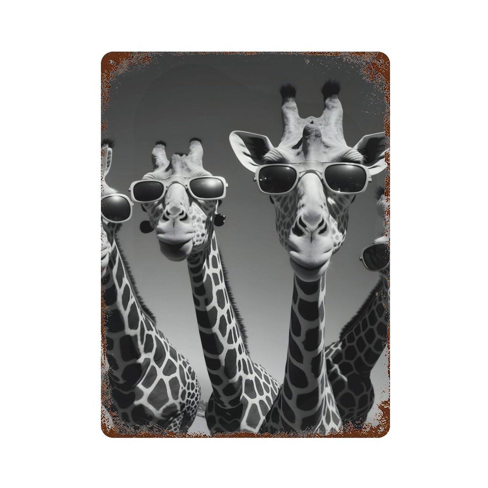 Vintage Metal Tin Sign Giraffe Rap Band 15.7"x11.8", Industrial Home Decor for Farmhouse, Kitchen And Entryway Decor