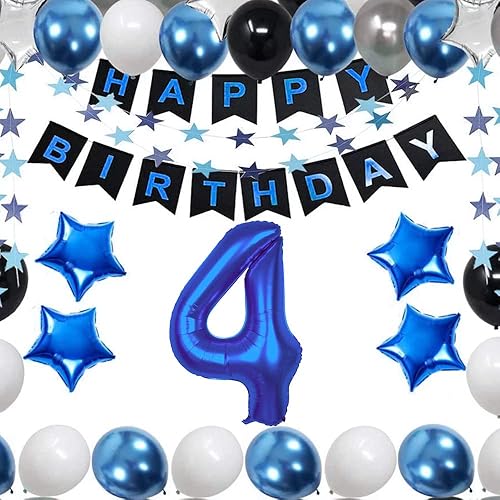 Miniatura 2 de Globo azul grande del número 4, globo azul de 4 cumpleaños de 40 pulgadas, decoraciones de cumpleaños de 4 años, globos del número 4 para globos de