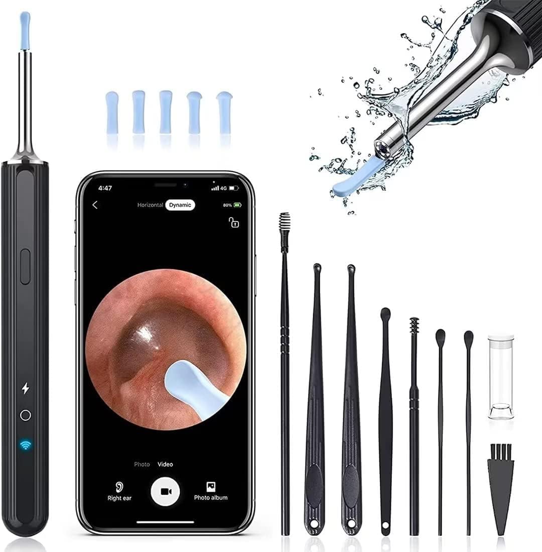 Ear Wax Removal Tool Camera - Birthday Christmas Gifts for Women Men Mom Dad, FSA HSA Eligible, Ear Wax Removal Kit with 7 Ear Pick, Ear Cleaner with 1080P Camera for iOS & Android (Black)