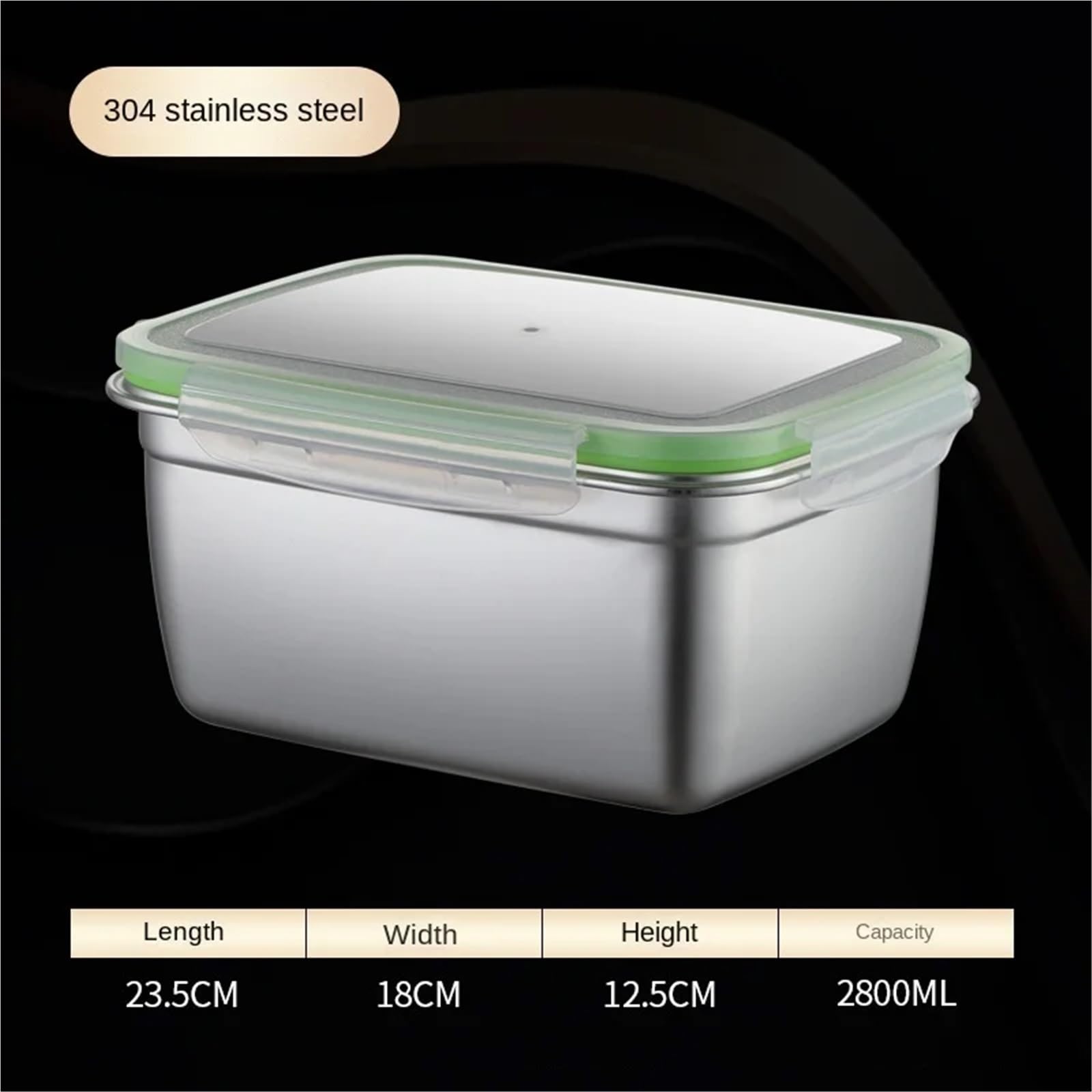 Portavivande In Acciaio Inox Contenitore For Alimenti In Acciaio Inossidabile, 4/1, For Bento Box, Sigillato E A Prova Di Perdite, For Sottaceti, Frigorifero Congelatore(2800ml)