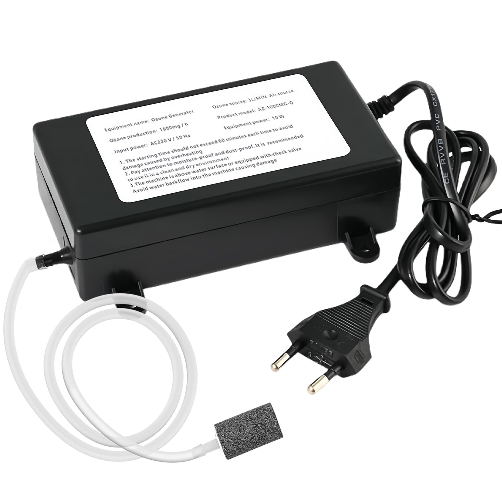 Vegena ozone generator for water and air, household ozone purifier 1000mg, air purifier for allergy sufferers, multi-purpose ozonizer, filter pollen, dust, bacteria