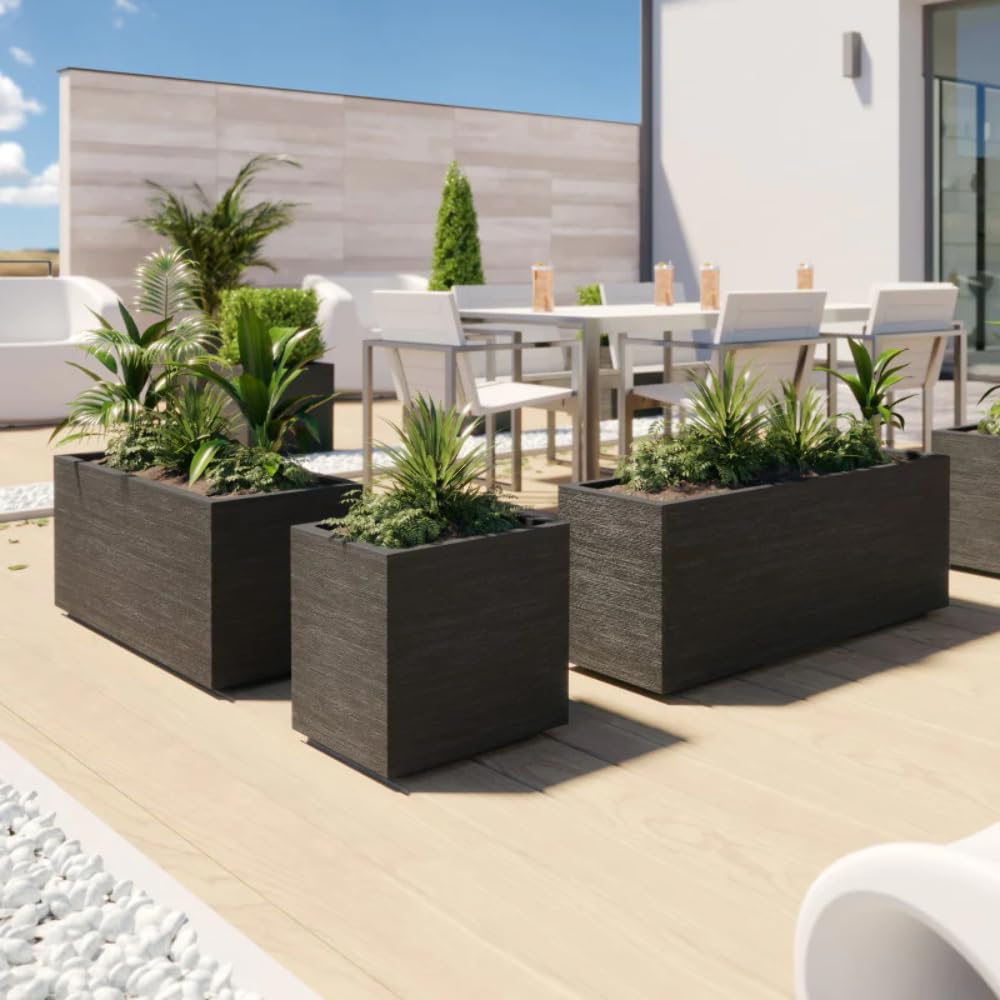 VECA SPA - Macetero Matheria de 100 cm de diseño moderno (blanco)
